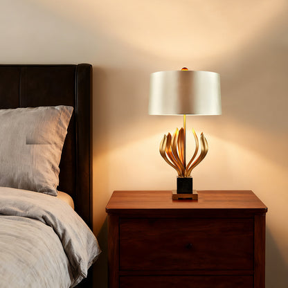 Vintage Metal Table Lamps Creative Fabric Shade Nightstand Lamp