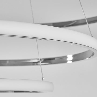 [Open-Box] Contemporary Hanging 3/4-Light Tiered Ring Chandelier - Chrome
