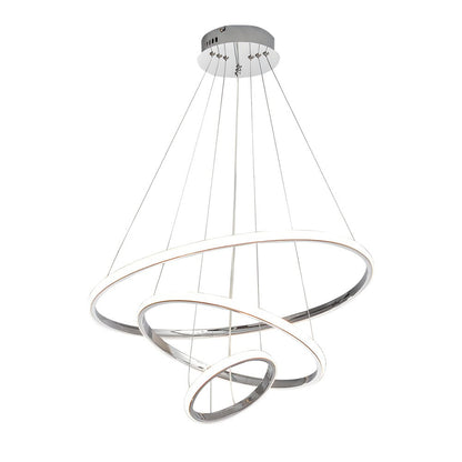 [Open-Box] Contemporary Hanging 3/4-Light Tiered Ring Chandelier - Chrome