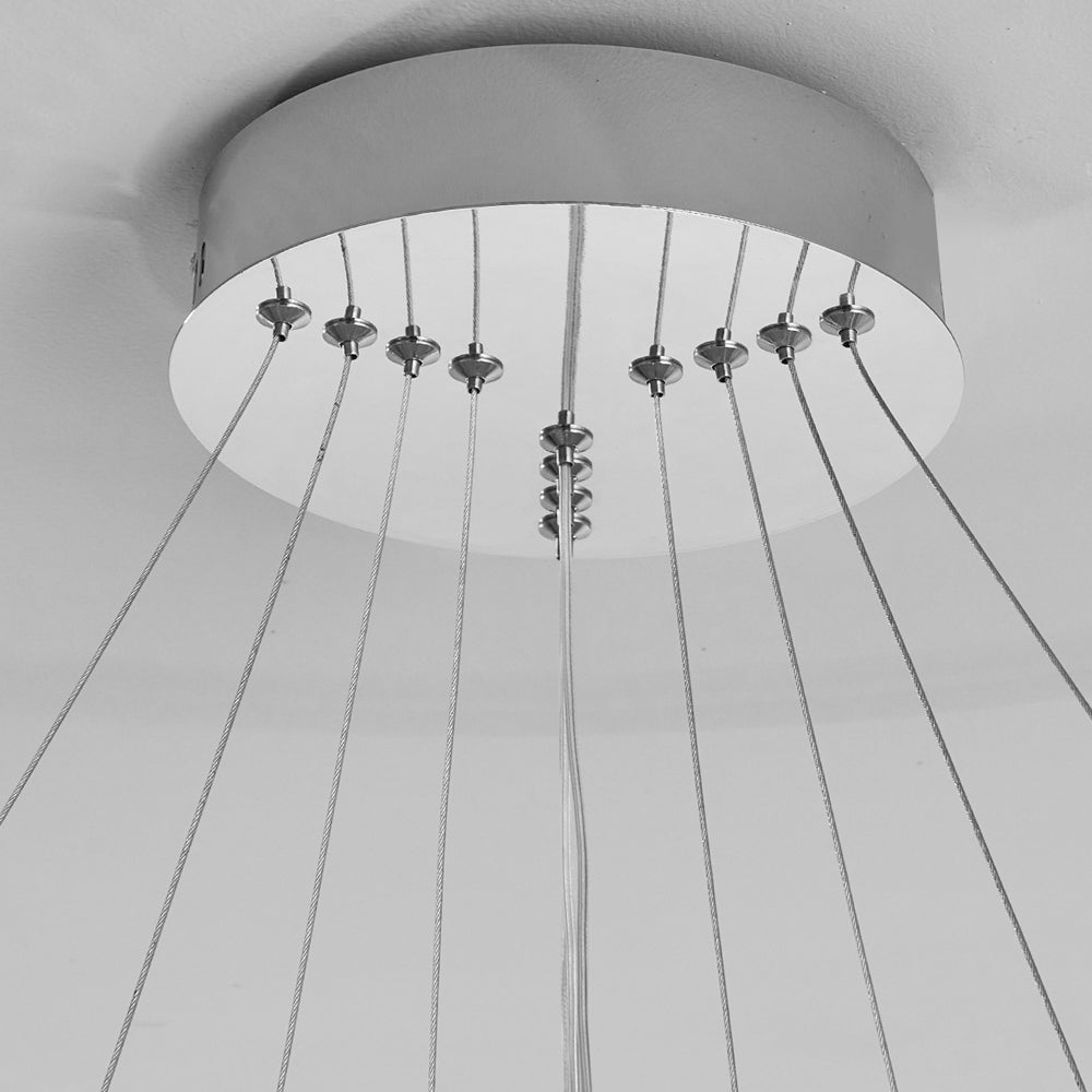 [Open-Box] Contemporary Hanging 3/4-Light Tiered Ring Chandelier - Chrome