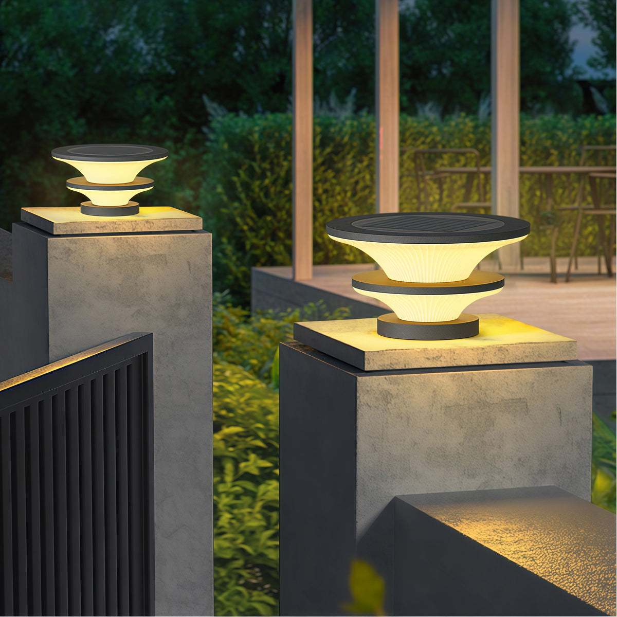Waterproof Patio Pillar Lights Round Modern