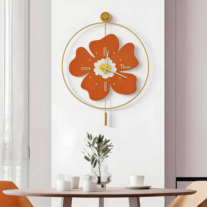 Wall Clock with Light Floral LED Remote Control Light