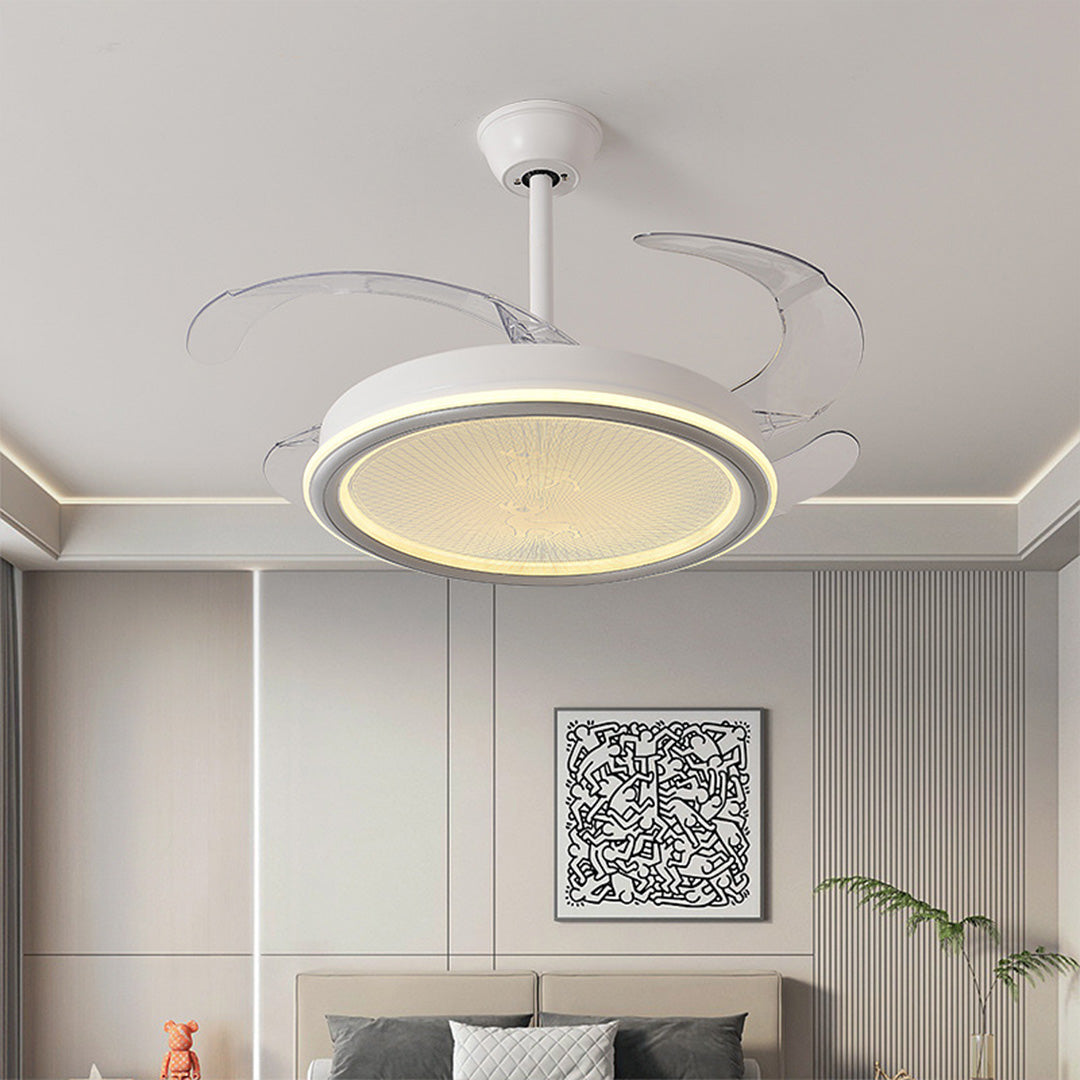 White Ceiling Fans With Light Nordic Transparent Blade Fan Light Fixture