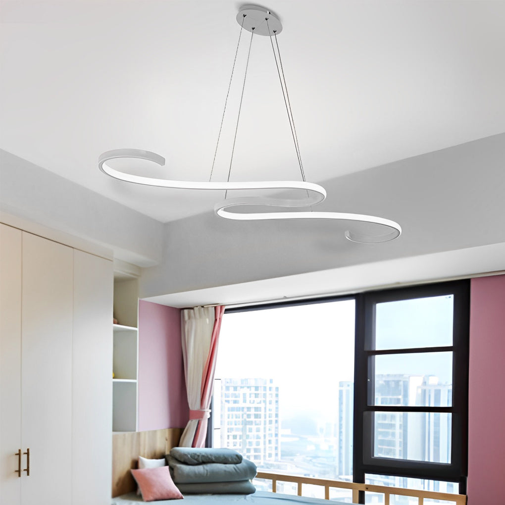 White Chandeliers Modern Creativity Wave Curve Ceiling Light