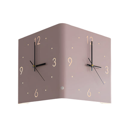 Wall Clock Lamp Modern Square Backlit Metal Light