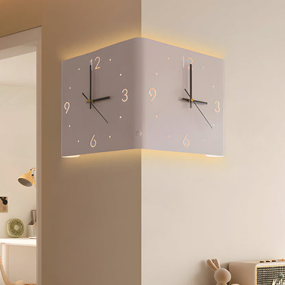 Wall Clock Lamp Modern Square Backlit Metal Light