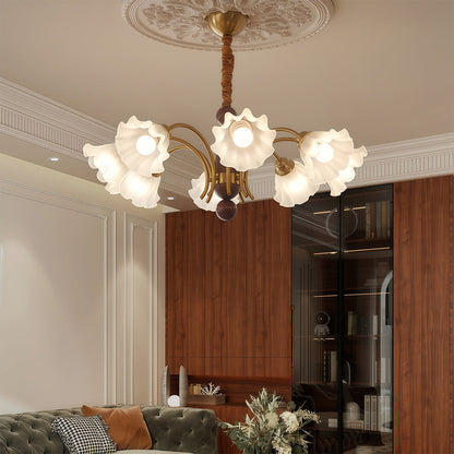 Vintage Glass Chandelier Flower Shades Ceiling Light