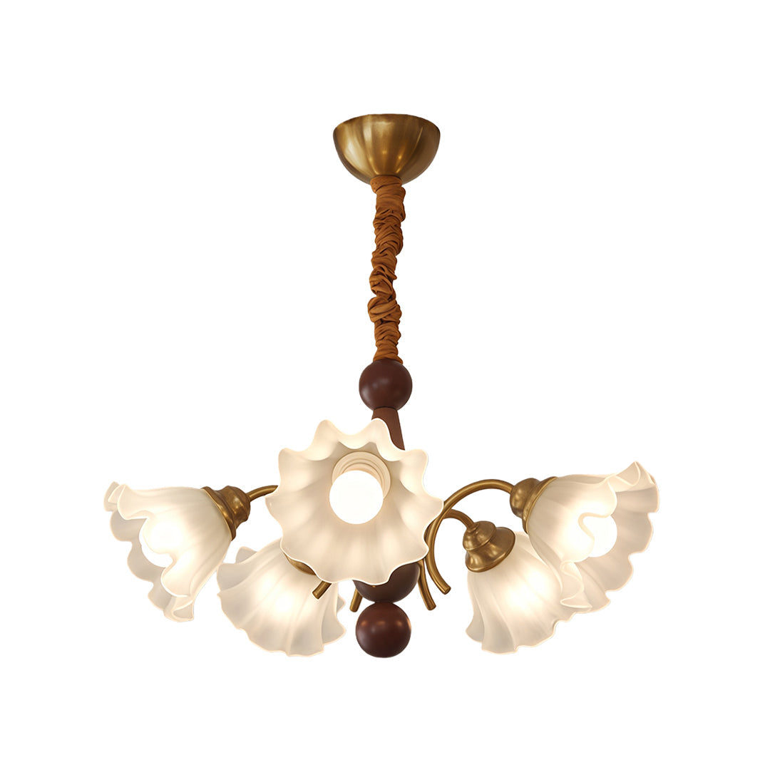 Vintage Glass Chandelier Flower Shades Ceiling Light