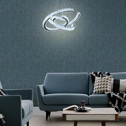 Wave LED Crystal Stainless Steel Ceiling Lights Chandeliers