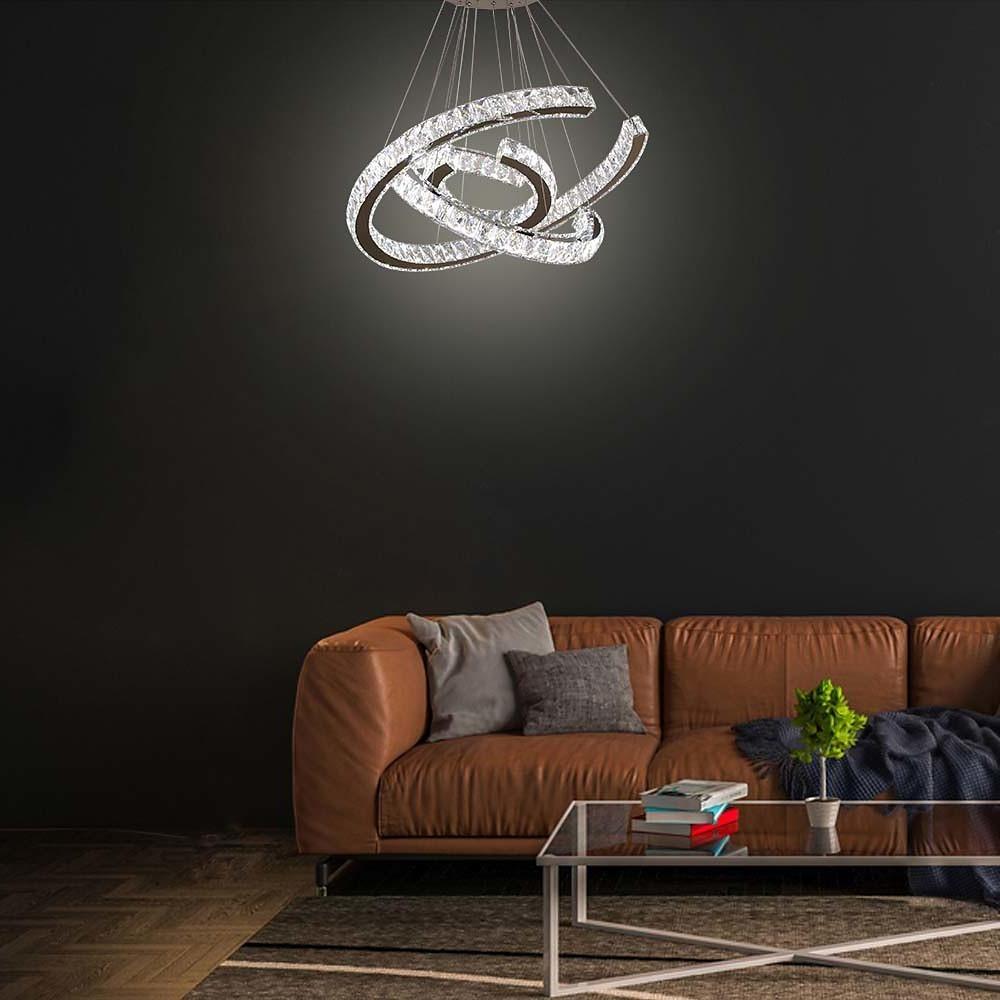Wave LED Crystal Stainless Steel Ceiling Lights Chandeliers