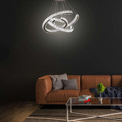 Wave LED Crystal Stainless Steel Ceiling Lights Chandeliers