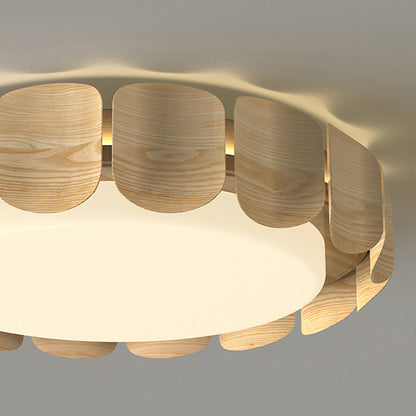 Wooden Ceiling Lights Full Spectrum Eye-Caring Flush Mount Light