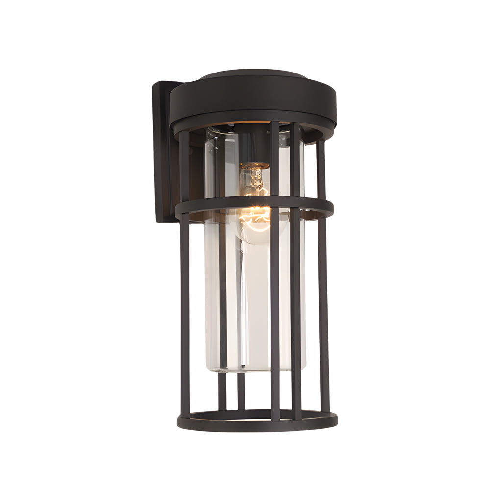 Waterproof Black Outdoor Wall Sconce Light Glass Lampshade Design
