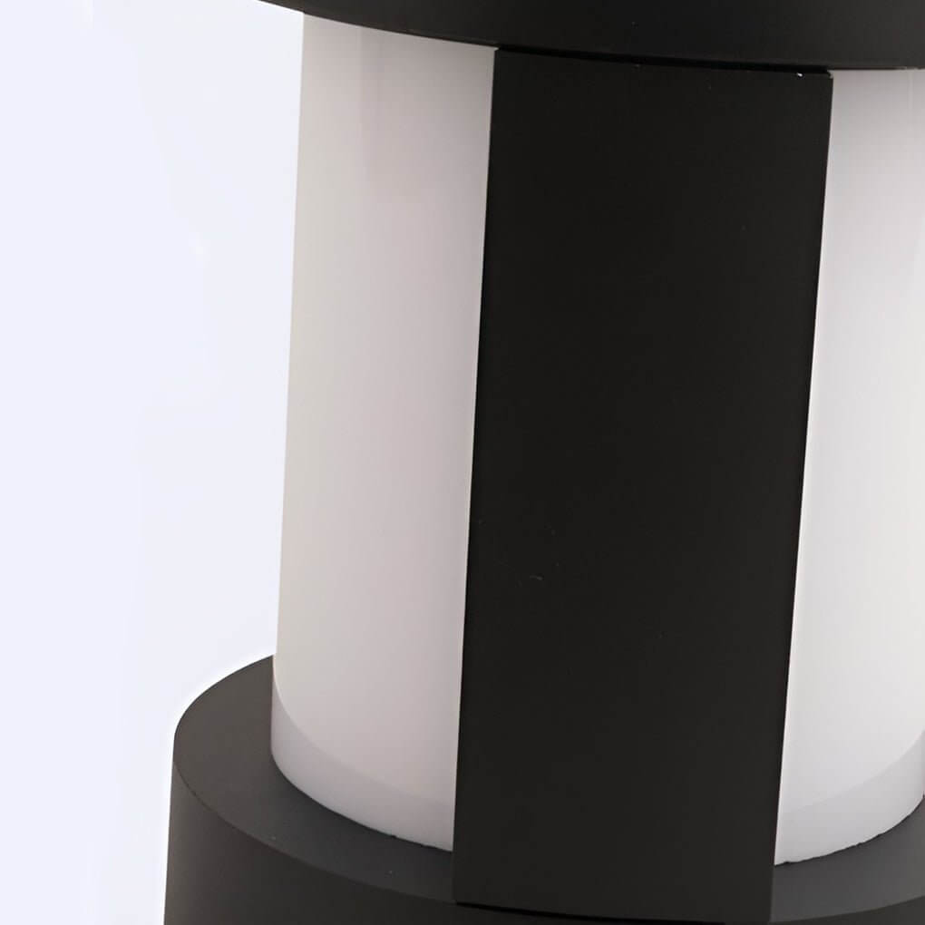 [Open-Box] Black Cylindrical LED Pathway Bollard Lights Solar and Wired Outdoor Lighting Solutions