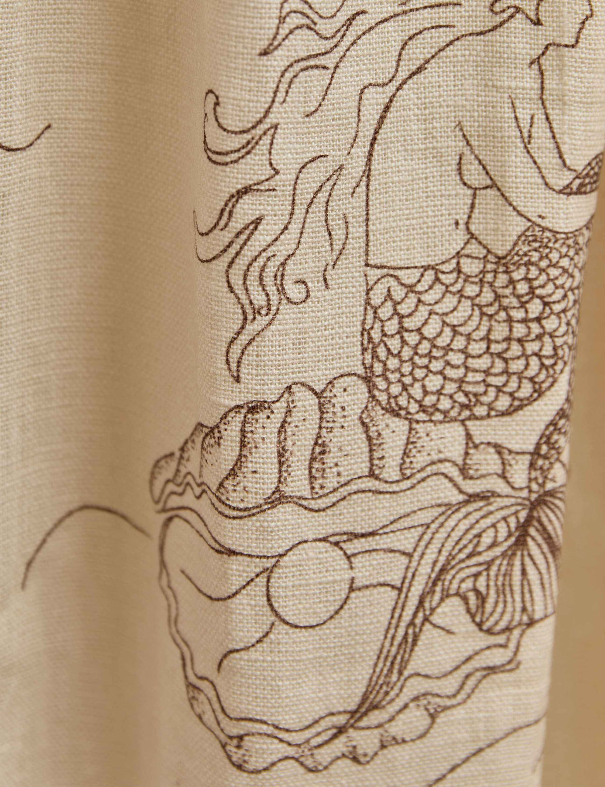 Mermaid Toile Linen Curtain Panel by Sarah Sherman Samuel