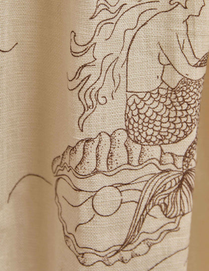 Mermaid Toile Linen Curtain Panel by Sarah Sherman Samuel