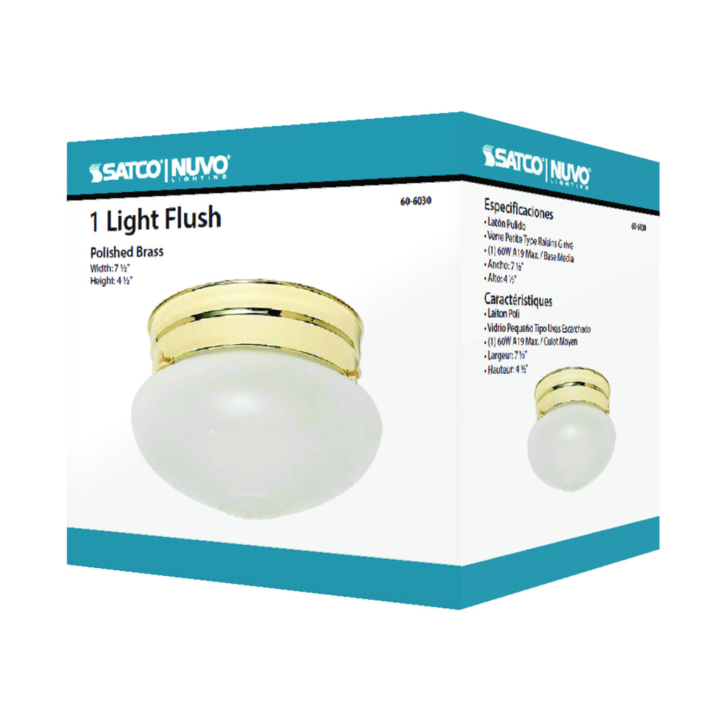 1 Light - 6" - Flush Mount - Small Frosted Grape Mushroom, Color retail packaging