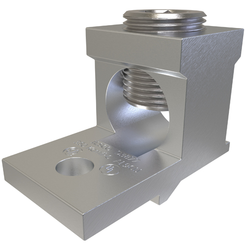 Aluminum Anti-Turn Mechanical Lug, Conductor Range 350-6, 1 Conductor, 1/4in Bolt Size, Tin Plated, UL, CSA