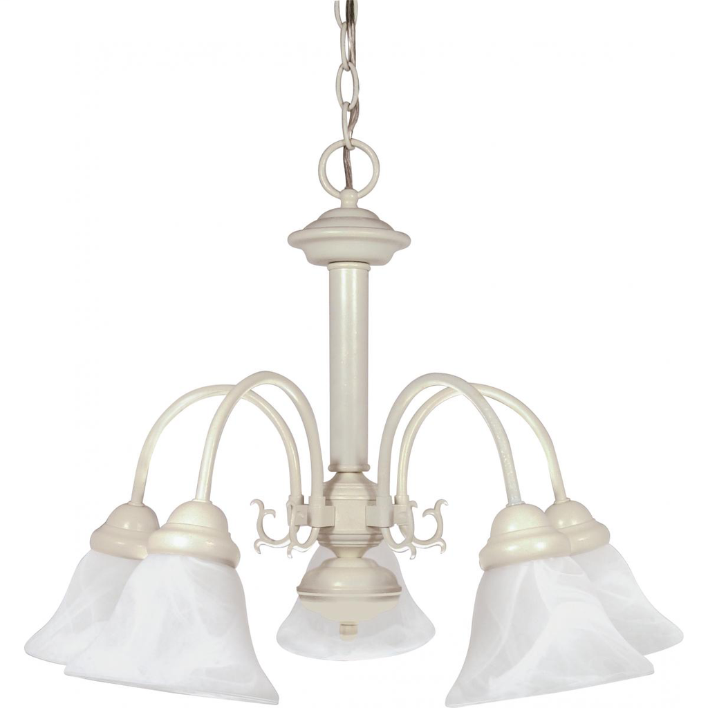 Ballerina - 5 Light Chandelier with Alabaster Glass - Textured White Finish