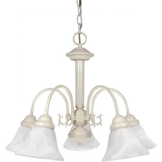 Ballerina - 5 Light Chandelier with Alabaster Glass - Textured White Finish