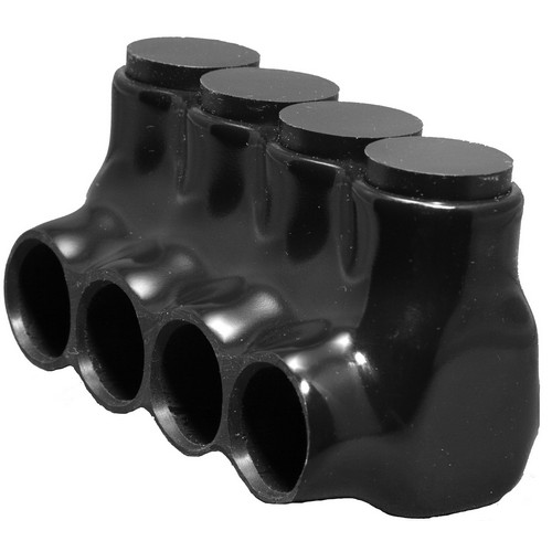 Black Insulated Multi-Cable Connector - Single Entry 4 Ports 2 - 14