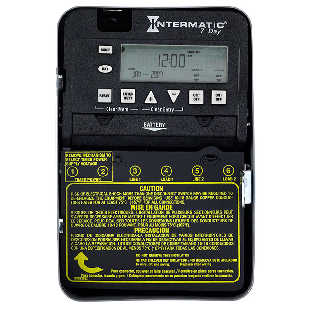 7-Day 2-Circuit Electronic Control, 120-277 VAC, 2-SPST, Indoor Metal Enclosure