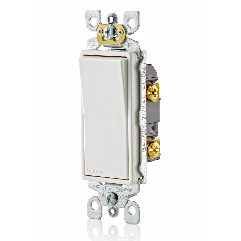 15 Amp Decora Single-Pole Switch, Self-Grounding, White