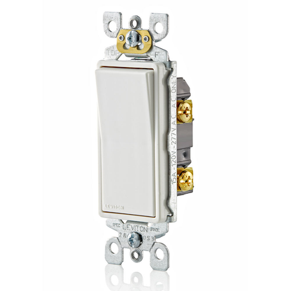 15 Amp Decora Single-Pole Switch, Self-Grounding, White