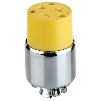 20 Amp, 125 Volt, NEMA 5-20R, 2P, 3W, Connector, Straight Blade, Commercial Grade, Armored, Grounding, Steel