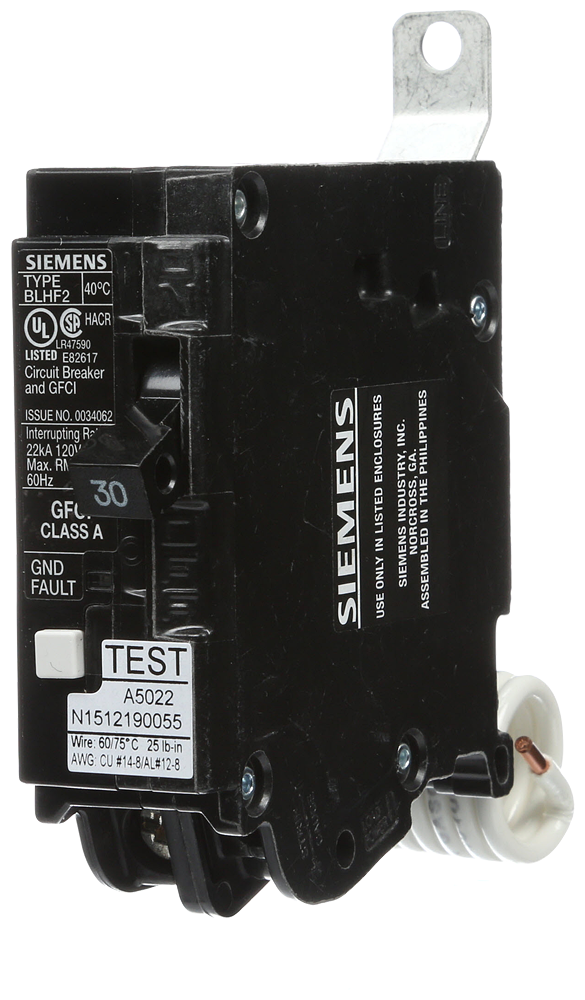 BRKR BLF2 GFCI 5mA 1P 120V 30A 10KA