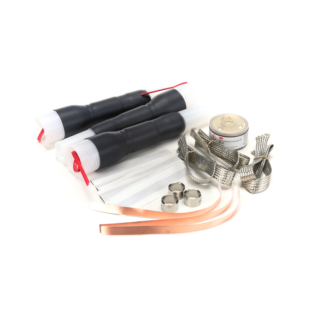 3M Cold Shrink QT-III Termination Kit 7622-T-95, Tape/Wire/UniShield Shielding, 5-8.7 kV, Insulation OD 0.64-1.08 in, 3/kit