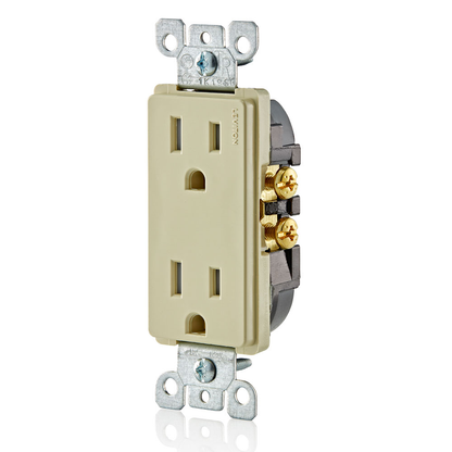 15 Amp Decora Tamper-Resistant Duplex Outlet/Receptacle, Grounding, Ivory