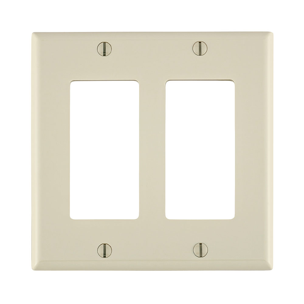 2-Gang Decora/GFCI Device Wallplate, Standard Size, Thermoplastic Nylon, Light Almond