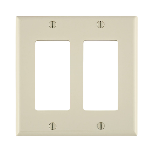 2-Gang Decora/GFCI Device Wallplate, Standard Size, Thermoplastic Nylon, Light Almond