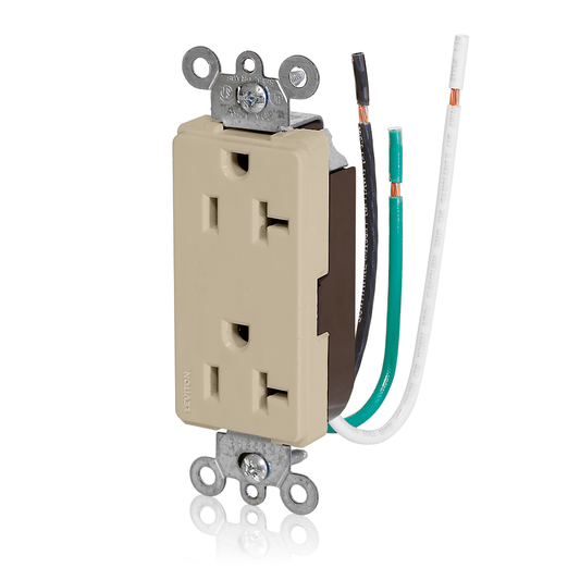 20 Amp Decora Plus Duplex Receptacle/Outlet, Commercial Grade, Self-Grounding
