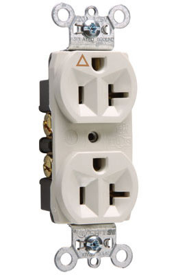 20A 125V Heavy Duty Spec-Grade Isolated Ground Duplex Receptacle, Back and Side Wire, White