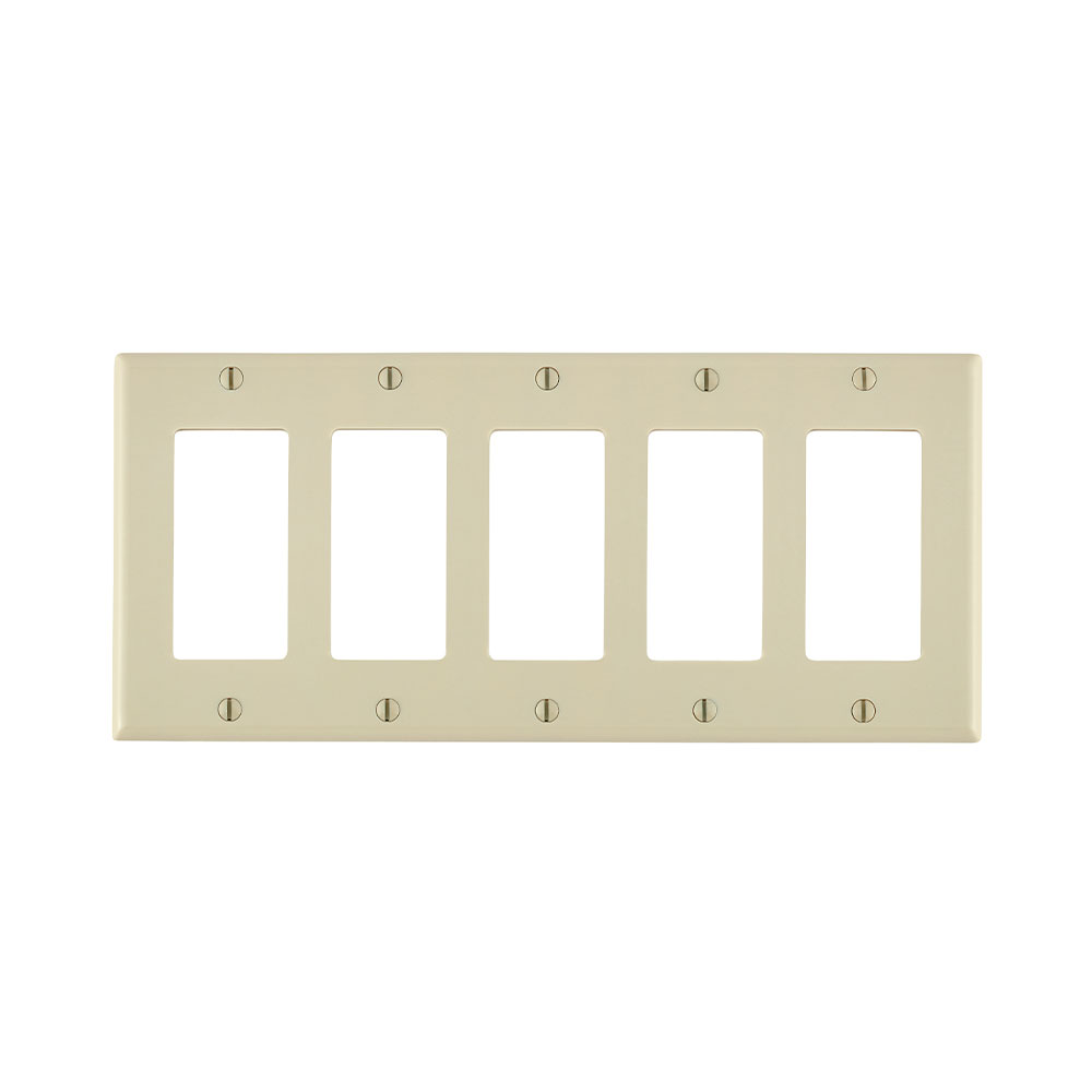 5-Gang Decora/GFCI Device Wallplate, Standard Size, Thermoset, Light Almond