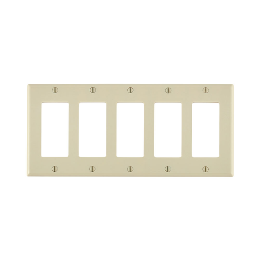 5-Gang Decora/GFCI Device Wallplate, Standard Size, Thermoset, Light Almond