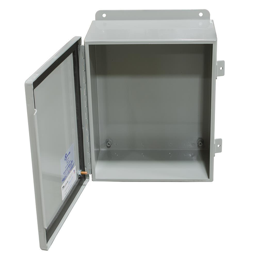10x4X8 Hinge Cover Type 12 UL Listed Steel No Knockouts ANSI 61 Gray Continuous Hinge Clamps And Screws Gasket In Door Mounting Feet Welded Seams