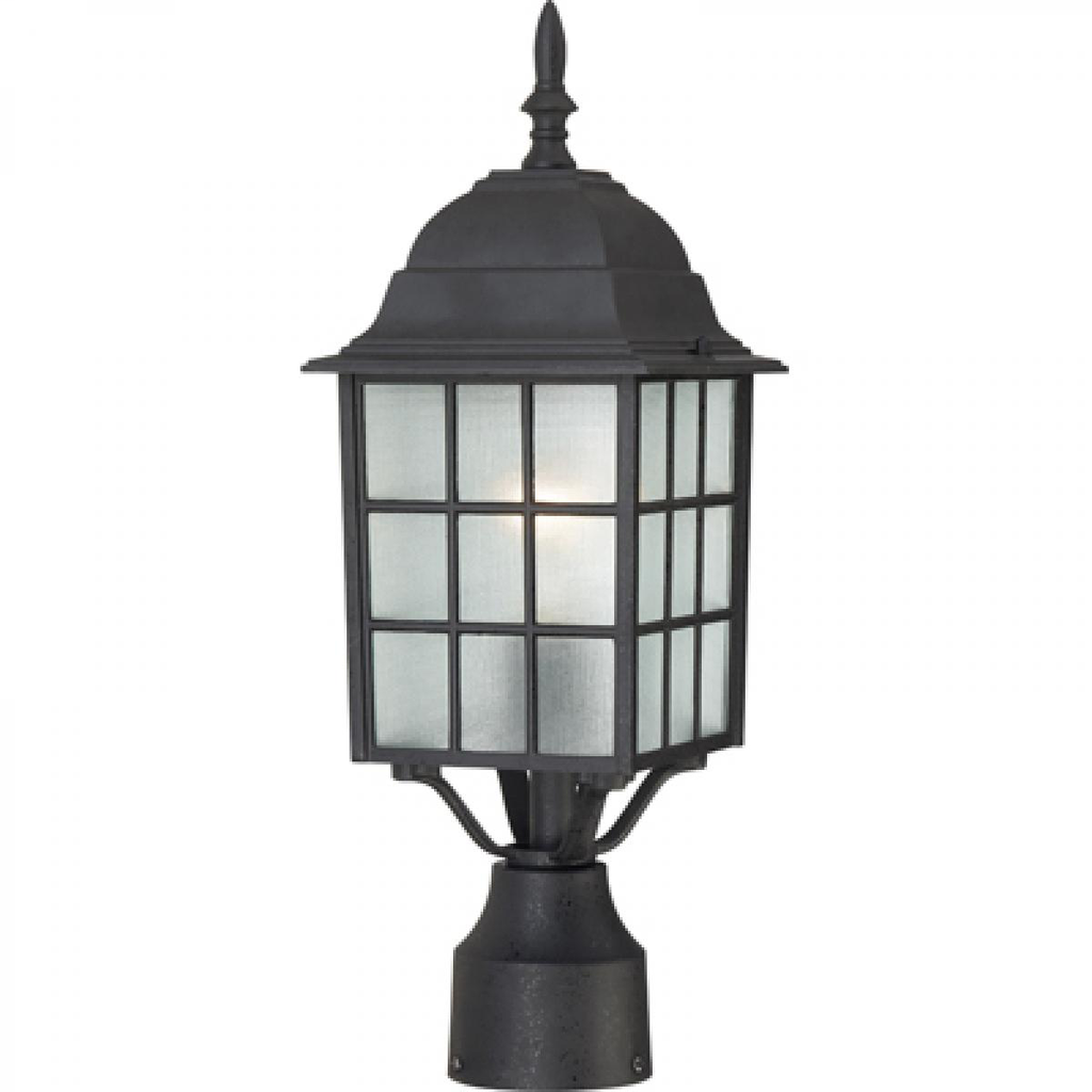 Adams - 1 Light 17" Post Lantern with Frosted Glass - Textured Black Finish