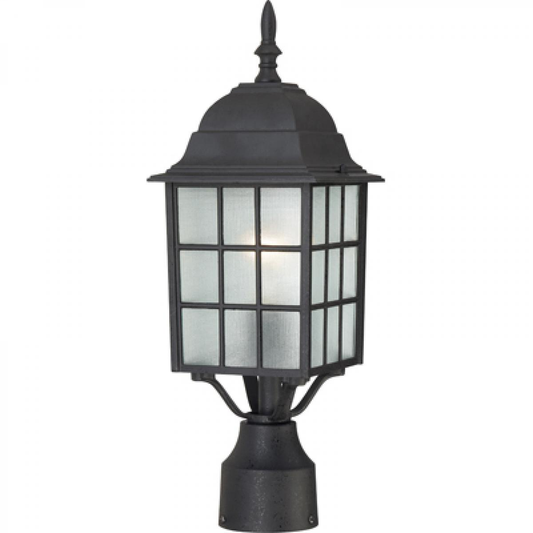 Adams - 1 Light 17" Post Lantern with Frosted Glass - Textured Black Finish
