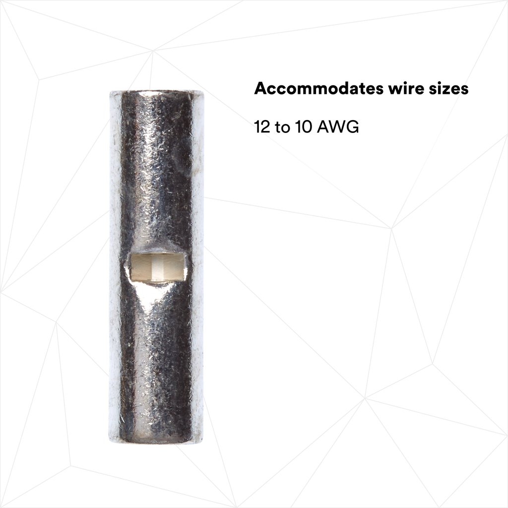 3M Scotchlok Butt Connector, Non-Insulated Seamless M10BCK, 12-10 AWG, built-in wire stop for correct positioning, 500/Case