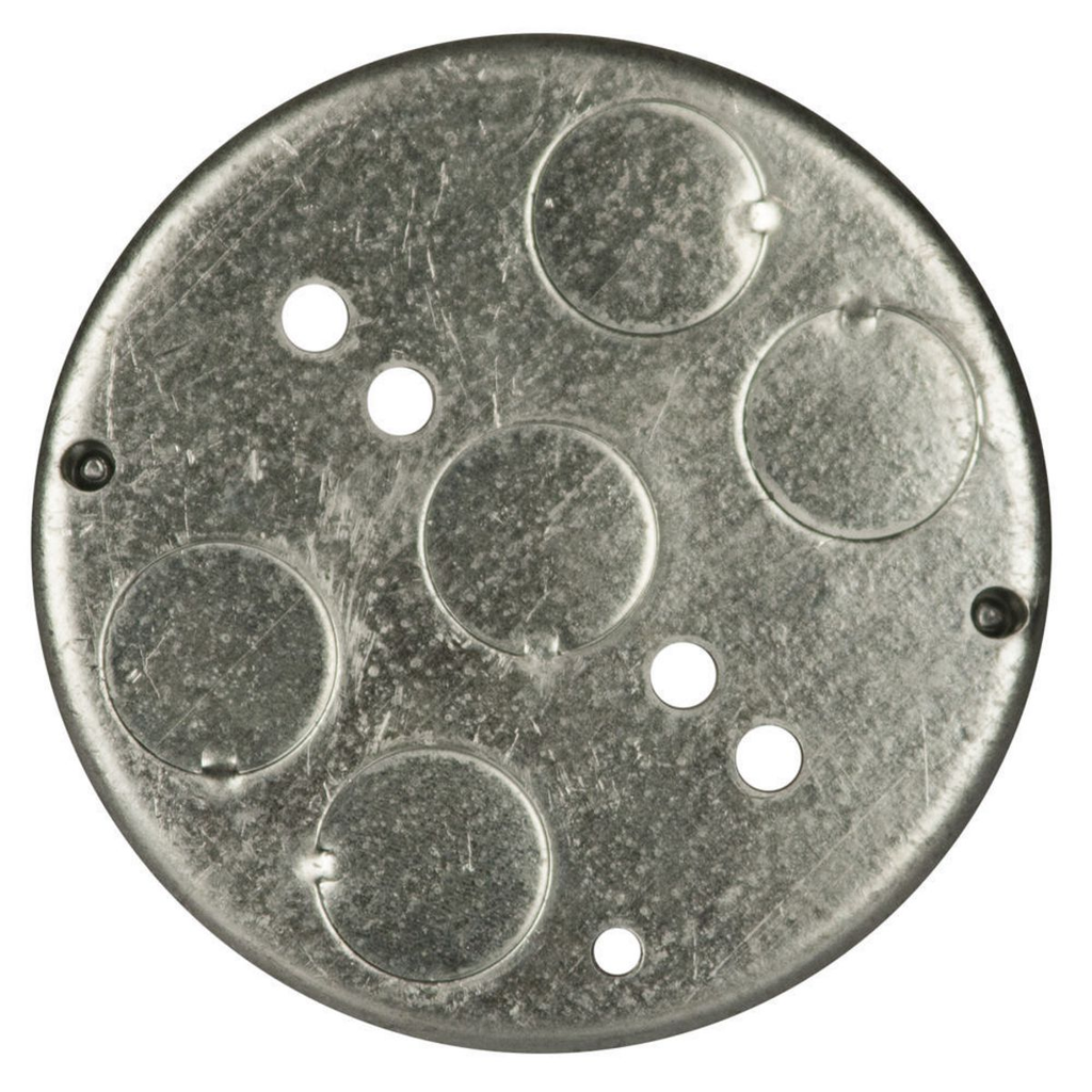 4 in. Round Ceiling Pan, Drawn, 1/2 in. Deep, Five 1/2 in. KO