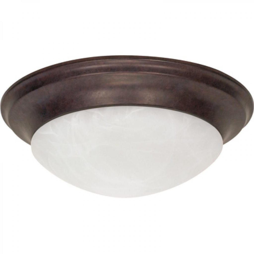 3 Light - 17" Flush with Alabaster Glass - Old Bronze Finish