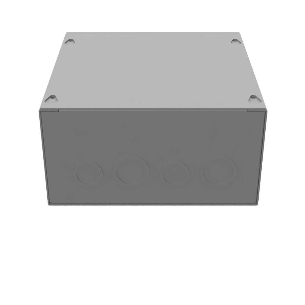8x4X8 Screw Cover Type 1 UL Steel KOs Gray Cover w/Teardrop Slots Holes In Back