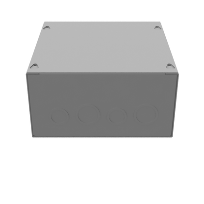 8x4X8 Screw Cover Type 1 UL Steel KOs Gray Cover w/Teardrop Slots Holes In Back