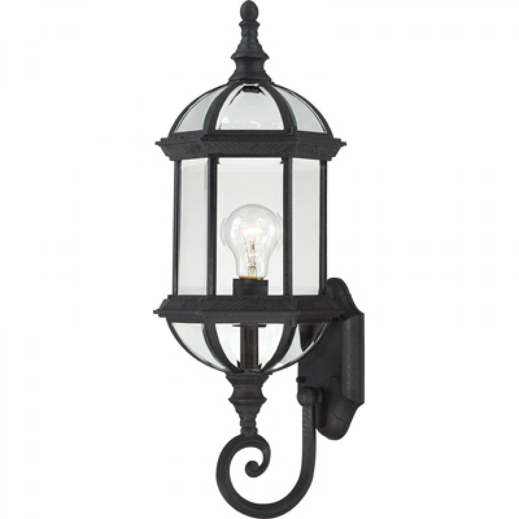 Boxwood - 1 Light 22" Wall Lantern with Clear Beveled Glass - Textured Black Finish
