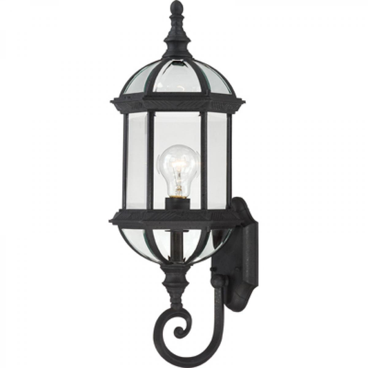 Boxwood - 1 Light 22" Wall Lantern with Clear Beveled Glass - Textured Black Finish