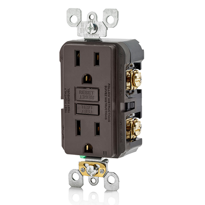 15 Amp, Self Test, Non Tamper-Resistant GFCI Outlet with LED Indicator Light