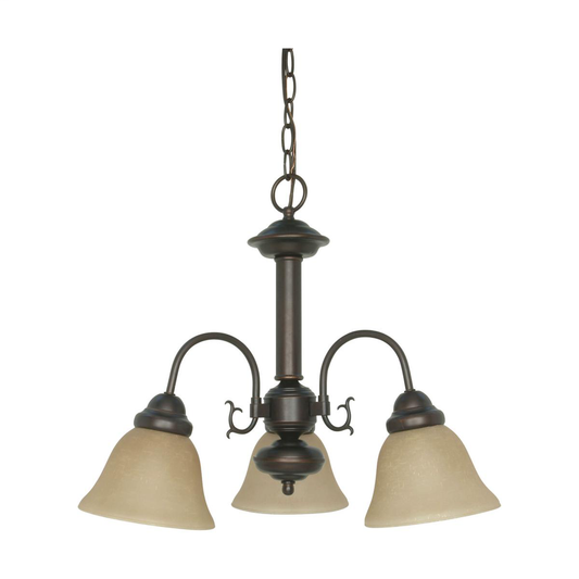 Ballerina - 3 Light Chandelier with Champagne Linen Washed Glass - Mahogany Bronze Finish